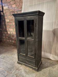 Armoire de cuisine en bois massif bleu élégante de taille moyenne, style moderne antique, luxe classique vintage - Product Image 3