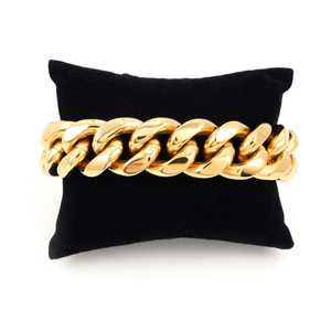 Bracelet cubain de 18 mm avec perle d'eau douce et diamant, bracelet tennis et breloque en or 14 carats plaqué or rose - Product Image 2