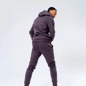 Haute qualité personnalisé hiver à capuche décontracté solide survêtements hommes tendance doux épais polaire 100% coton Joggers ensemble - Product Image 2