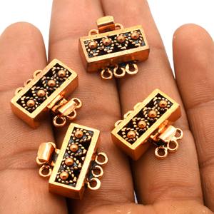 Prem Bhaya geométrico 18X20X7MM cierre de caja multihebra 3 hebras plata oxidada 18K chapado en oro 18K Cierre de joyería B232 - Product Image 2