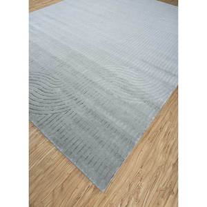 Tapis rectangulaire grand format en laine et soie de bambou noué à la main, style classique bleu azalée, motif abstrait pour la maison, le couloir, pour adolescents AIWB-3029 - Product Image 2