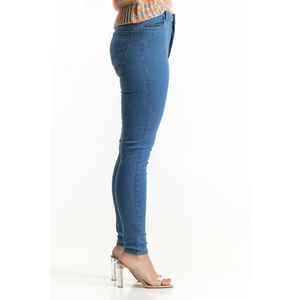 กางเกงยีนส์เดนิมสีน้ำเงินปานกลาง 224-221-009 แฟชั่นทันสมัย ซักได้ สไตล์เรียบง่าย - Product Image 1