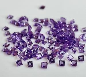 Amatista natural de 9mm, corte cuadrado facetado, amatista púrpura suelta, corte cuadrado de calidad superior - Product Image 2
