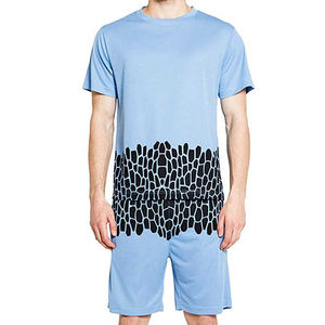 Conjunto de pantalones cortos y camisetas de alta calidad para hombre, chándal de manga corta de algodón con logotipo personalizado de verano caliente, patrón sólido transpirable - Product Image 4