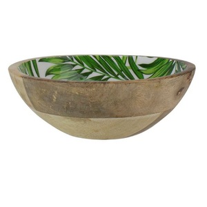Acacia Wooden Bowl Direct Factory Supply <b>Sticker</b> Enamel Wooden Bowls for Serving Mixing Salad Soup Acacia Wooden Salad Bowl - Product Image 3