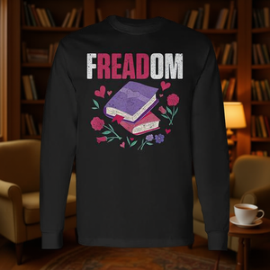Camiseta de manga larga Freadom con diseño de lectura de libros y libertad para leer para amantes de los libros - Product Image 3