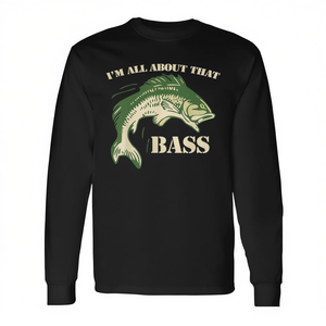 T-shirt à manches longues « I'm All About That Bass Fishing » avec motif de poisson amusant - Product Image 2