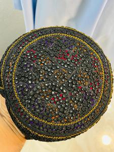 Traditional Formal <b>Mens</b> Afghani Pashtun Lace Cap Handmade Ethnic Cultural Vintage Embroidered Islamic Headwear 100% Cotton - Product Image 2