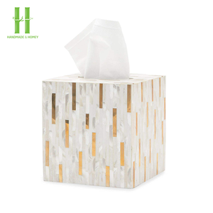 Producto de alta calidad, venta al por mayor, caja de pañuelos con incrustaciones de nácar y resina, soporte para pañuelos de resina, OEM hecho en Vietnam - Product Image 6