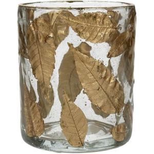 Handmade Ins Style Votive Holder <b>Small</b> Gold Metal Leaves with Glass Tealight <b>Candle</b> Jar Home Decoration for Christmas - Product Image 1