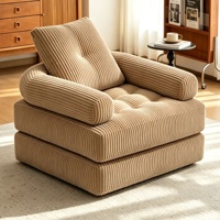 Modernes Klappsofa aus Cord, Einzelschlafsessel, Verwandelbarer Liegestuhl, Lounge-Couch für Wohnzimmer und Apartment