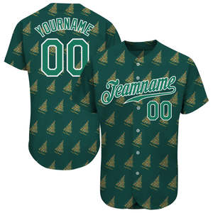 เสื้อเบสบอลพิมพ์ลายสีเขียวเคลลี่สีเขียวขาว3D คริสต์มาสของแท้ - Product Image 1