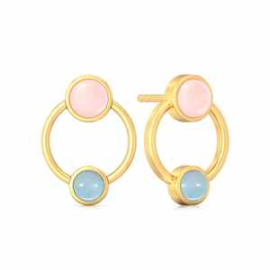 กุหลาบ Chalcedony และสีฟ้า Chalcedony ต่างหูเงินแท้925ต่างหูชุบทองออกแบบต่างหูเงิน - Product Image 1
