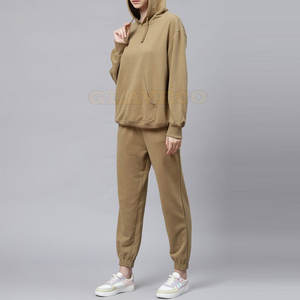 2025 chándal de algodón para mujer, Tops largos informales, patrón sólido, Material duradero, Etiqueta Privada, venta en línea para la temporada de invierno - Product Image 2