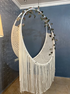 Grand lit balançoire suspendu en coton macramé Style Boho tissé à la main suspendu intérieur adulte hamac balançoire lit pour extérieur - Product Image 4