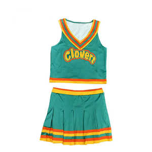 Tenue de cheerleading noire et vert fluo à manches longues avec des accents de strass - Product Image 3