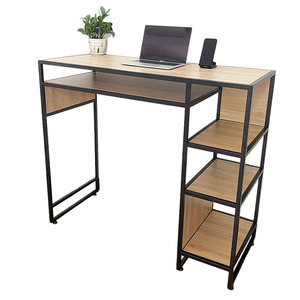 Wooden/Metal Standing <b>Desk</b> with Integrated <b>Shelves</b> for Home Office (STD68040) - Product Image 1
