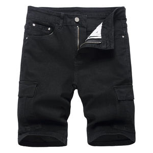 Shorts en jean pour homme 100% coton, style streetwear, taille mi-haute, été, avec broderie, design vintage et logo personnalisé - Product Image 1