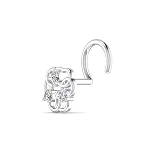 Épingle à nez en diamant torsadé rond à trois pierres 14kt en or rose jaune et blanc bijoux de piercing fin - Product Image 2