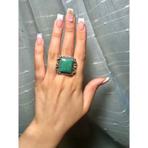 Fred Francis Highgrade Kingman Turquoise & Sterling Silver <b>Adjustable</b> <b>Ring</b> for Gift with Bezel Setting - Product Image 5