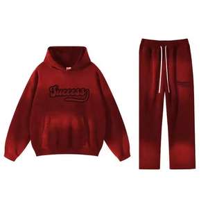 Survêtement de qualité supérieure en coton français, broderie en chenille et lavage à l'acide, streetwear personnalisé pour hommes - Product Image 5