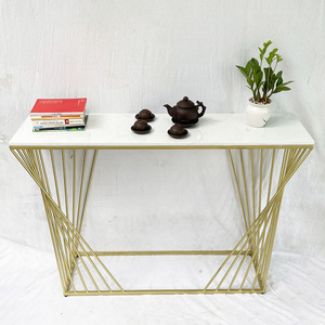 RANI Modern Living Room Furniture Decorative Table with Wood Stone <b>Top</b> and Iron Frame for Dining or Apartment Use CST027 - Product Image 2