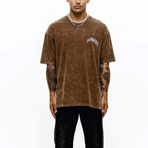 T-shirt lavé à l'acide de style Streetwear pour hommes de haute qualité 300 GSM avec conception sérigraphiée personnalisée - Product Image 5