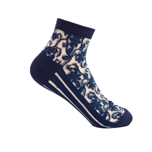 Corea foylock personalizzato ricamato Logo Oem Design puro pizzo floreale No-Show invisibile scollato 3D floreale trasparente calzini da donna - Product Image 5