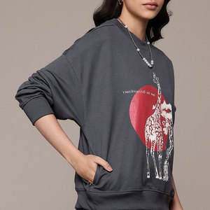 เสื้อสเวตเตอร์คอวีสำหรับผู้หญิง, ใหม่เสื้อสเวตเชิ้ตแฟชั่นแนวสตรีทดูดีที่สุดดีไซน์เด่นสีพื้น - Product Image 3