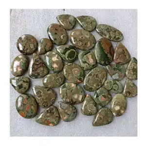 100% Natural Rhyolite Gemstone Green Rhyolite Mix Shaped Smooth Cabochon For Jewelry Making
