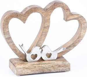 Trending Design Heart Decorative Stand 22 cm Large Decorative Object Amour 2 as <b>Table</b> Decoration Windowsill Decoration Silver - Product Image 3