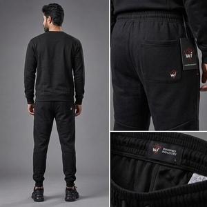 Warm <b>brushed</b> fleece pants with elastic waist active men sweatpants perfect for fitness <b>outdoor</b> use and leisure men sweatpants - Product Image 2