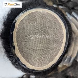 Nueva llegada REGENT Black Rose Man's Toupee Premium Remy Hair Hand Tied Weft Water Wave Straight Stock al por mayor - Product Image 6