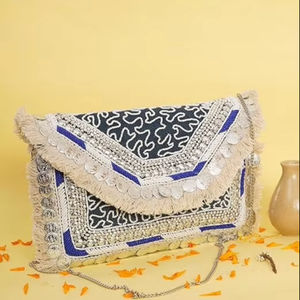 Bolso de mano de lujo de fabricante para mujer, patrón de sobre elegante de la mejor calidad, asas dobles, tela de seda PU para regalo de boda, viaje - Product Image 1