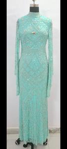 Robe de soirée élégante de luxe en forme de corps en aline verte Robe de bal à manches longues en perles de paillettes perlées pour les fêtes Robe de cocktail - Product Image 5