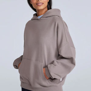 Drop Shoulder Heavyweight 100% algodón Nueva llegada Sudaderas con capucha de gran tamaño para mujer Sudaderas con capucha de manga larga con estampado de pantalla para mujer - Product Image 1