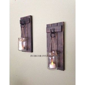 Rústico Vintage arte inspirado diseñador mejor calidad de madera y colgante de vidrio candelabro pared bollos decorativos en el precio más bajo - Product Image 1