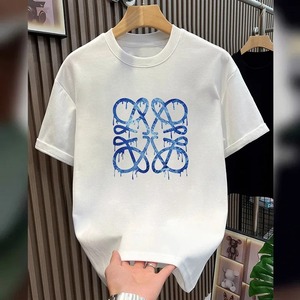 T-shirt en coton décontracté à manches courtes pour homme et femme, nouvelle marque de luxe 2025, logo tricoté, anti-rétrécissement, hauts d'été - Product Image 1