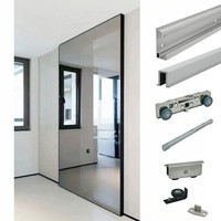 Kualitas kokoh cermin geser pintu interter Interior rumah dengan jalur tak terlihat dinding desain terpasang dengan penutup yang lembut