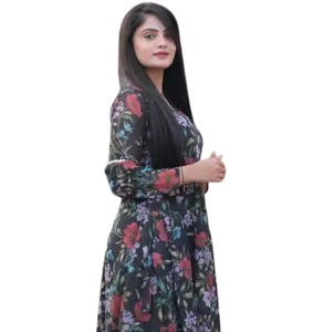 Dernière robe traditionnelle Anarkali Robe en fausse georgette en coton lourd Impression numérique Collection prêt à porter Haute Salwar pakistanaise - Product Image 1