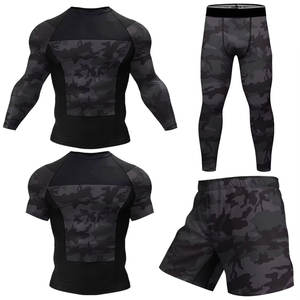 Wholesale Custom Made MMA Rashguard Sports Compression Shirt <b>Shorts</b> Sets <b>Men</b> UPF50 Anti-UV Training Grappling Leggings - Product Image 1