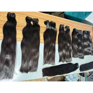 Extensions de cheveux humains vierges indiens de 40 pouces paquets de cheveux alignés avec des cuticules de vague naturelle longues et droites bon marché - Product Image 1