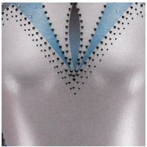 Maillot de Gimnasia Rítmica Personalizado con Pedrería, Tela Gris Degradada Mystique, Cómodo y Duradero de Poliéster - Product Image 6