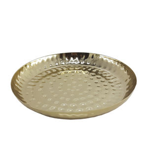 Assiette de service ronde en fer martelé couleur or personnalisée pour la cuisine et la décoration de table Vaisselle élégante avec chargeur - Product Image 1