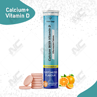 Comprimés effervescents de calcium + vitamine D de haute qualité, complément de santé naturel pour adultes, soutien à l'absorption, Nutricore Biosciences