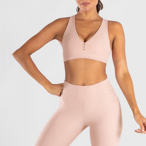 Ensemble de yoga 2 pièces pour femme : haut de sport, soutien-gorge et leggings ajustés, design personnalisé, faible MOQ - Product Image 4