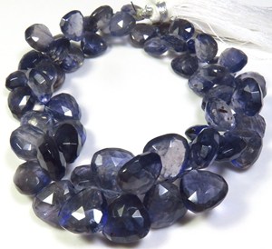 Perles de pierres précieuses d'iolite bleue naturelle facettées de qualité supérieure, 8-10 mm, perles d'iolite en forme de cœur pour la création de bijoux, brin de 7 pouces, perles de pierres précieuses d'iolite bleue - Product Image 3