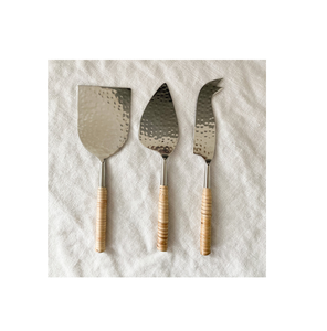 Juego de queso de ratán de acero inoxidable Juego de cubiertos de acero inoxidable de alto pie Cómodo para sostener Juego de queso - Product Image 6