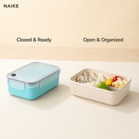 Boîte à lunch en paille de blé avec couvercle transparent, clips latéraux, compartiments séparés, récipient bento réutilisable pour le bureau, l'école, les pique-niques