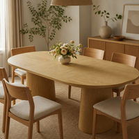 Table à manger ovale extensible moderne en MDF avec plateau en placage de bois grainé, gain de place, pour la maison, le restaurant, la cuisine, 4/6/8 places